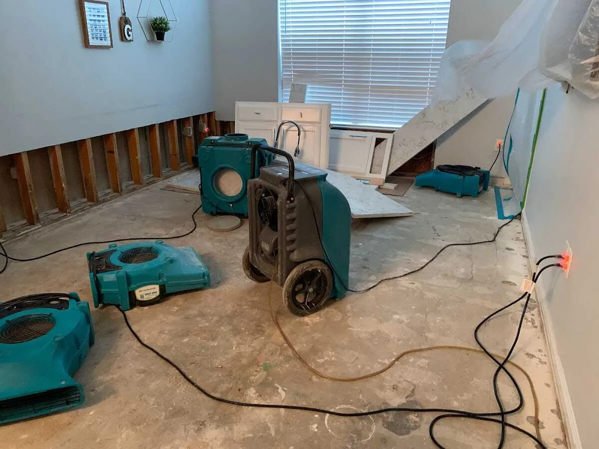 Dehumidifier in flood-cut room for Water Damage Restoration in Port Lavaca